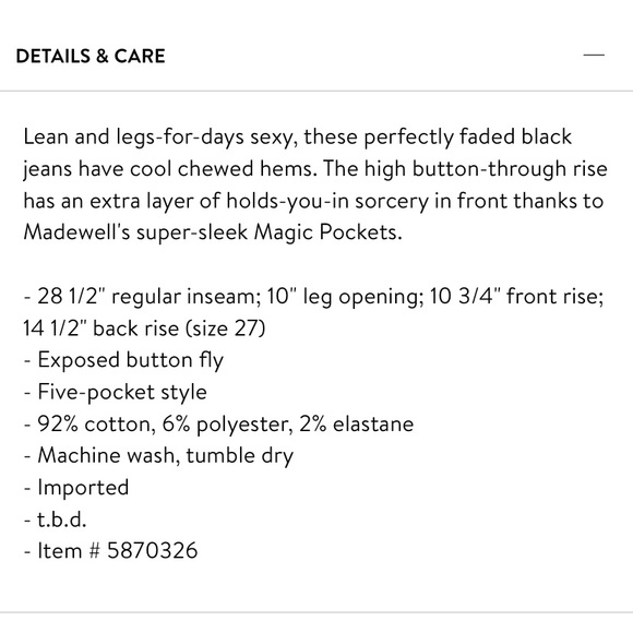 NWT Madewell Button Up High Waist Skinny Jeans SFH - Picture 12 of 13